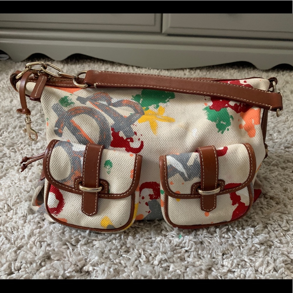 Dooney & Burke White Canvas Graffiti Bag